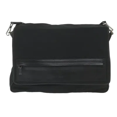 Pre-owned Gucci Vintage Flap Crossbody Bag Nylon Black Nylon Shoulder Bag Bag ()