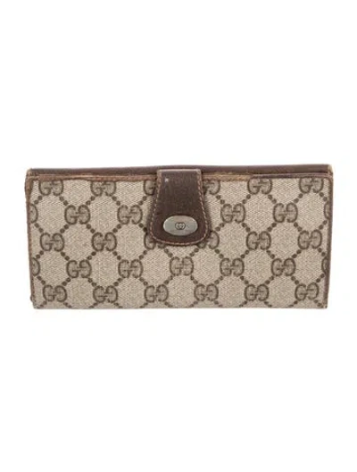 Pre-owned Gucci Vintage French Purse Continental Wallet In Brown