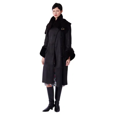 Pre-owned Gucci Vintage F/w 2003 Black Shearling Runway Coat