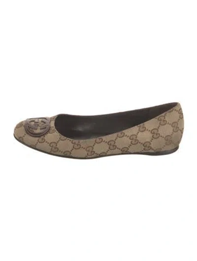 Pre-owned Gucci Vintage Gg Canvas Ballet Flats In Brown