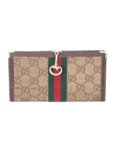 Pre-owned Gucci Vintage Gg Canvas Continental Wallet In Brown