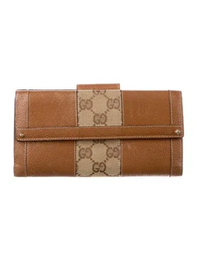Pre-owned Gucci Vintage Gg Canvas Continental Wallet In Brown