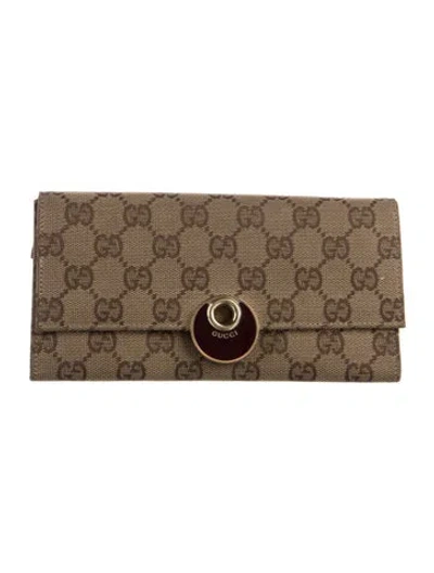 Pre-owned Gucci Vintage Gg Canvas Eclipse Wallet Continental Wallet In Brown