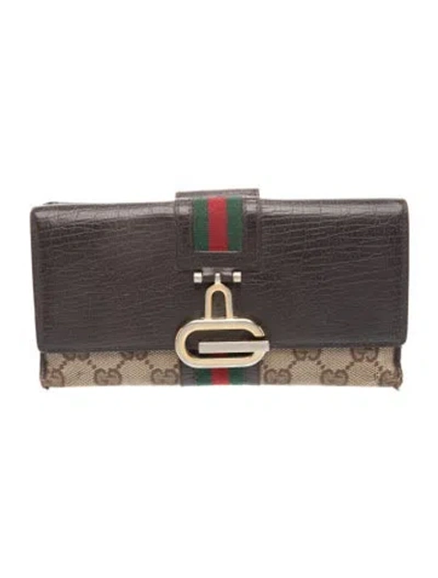 Pre-owned Gucci Vintage Gg Canvas French Purse In Brown
