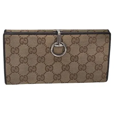 Pre-owned Gucci Vintage Gg Canvas Horsebit Continental Wallet In Brown