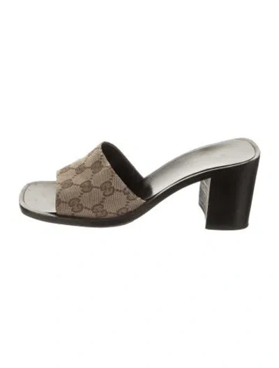 Pre-owned Gucci Vintage Gg Canvas Slides In Black