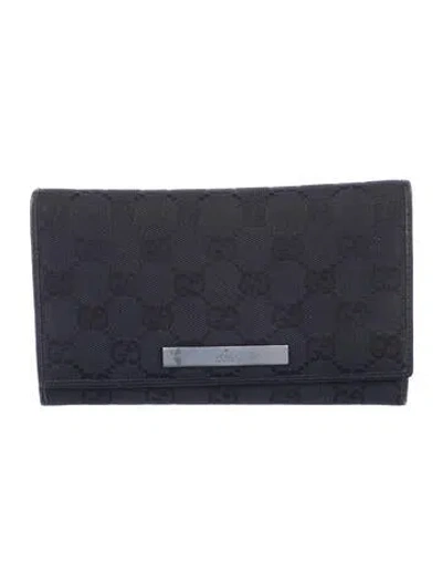 Pre-owned Gucci Vintage Gg Canvas Wallet In Blue