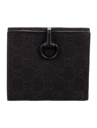 Pre-owned Gucci Vintage Gg Denim Compact Wallet In Brown