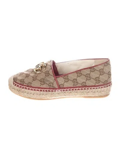 Pre-owned Gucci Vintage Gg Logo Espadrilles In Neutrals