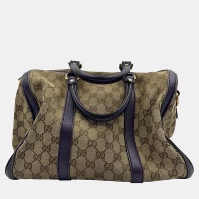 Pre-owned Gucci Vintage Gg Monogram Boston Beige/purple Bag In Sand
