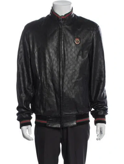 Pre-owned Gucci Vintage Gg Nylon Bomber Jacket In Blue