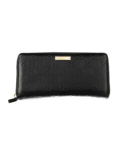 Pre-owned Gucci Vintage Gg Signature Continental Wallet In Black