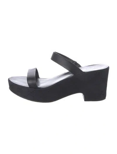 Pre-owned Gucci Vintage Gg Signature Mules In Black
