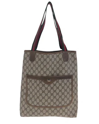 Gucci Vintage Gg Supreme Canvas Leather Tote Shoulder Bag (authentic Pre-  Loved) In Gray