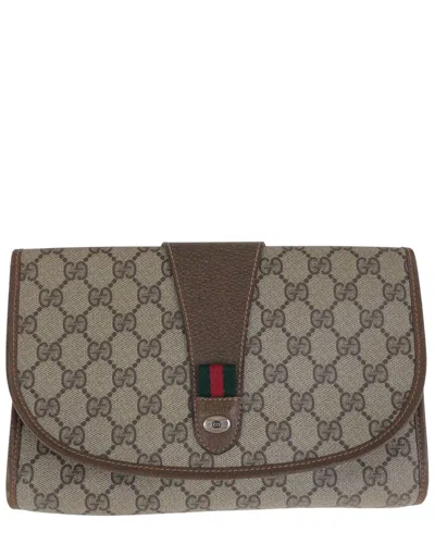 Gucci Vintage Gg Supreme Clutch (authentic Pre-loved) In Brown