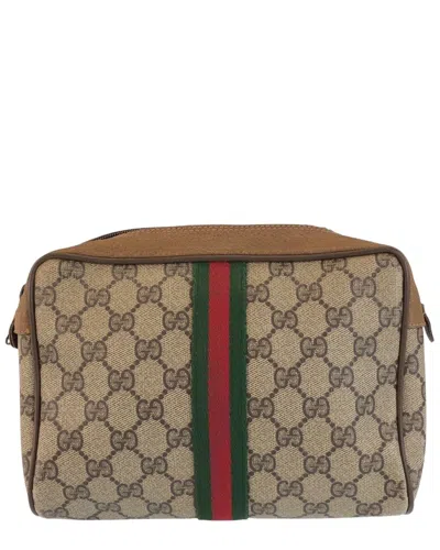 Gucci Vintage Gg Supreme Clutch (authentic Pre-loved) In Brown
