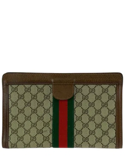Gucci Vintage Gg Supreme Clutch (authentic Pre-loved) In Brown