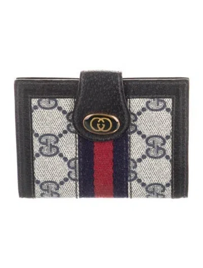 Pre-owned Gucci Vintage Gg Supreme Compact Wallet In Blue