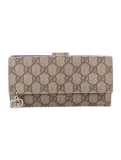 Pre-owned Gucci Vintage Gg Supreme Continental Wallet In Neutral
