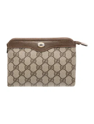 Pre-owned Gucci Vintage Gg Supreme Cosmetic Pouch In Neutral