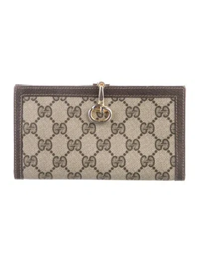 Pre-owned Gucci Vintage Gg Supreme French Purse In Neutral