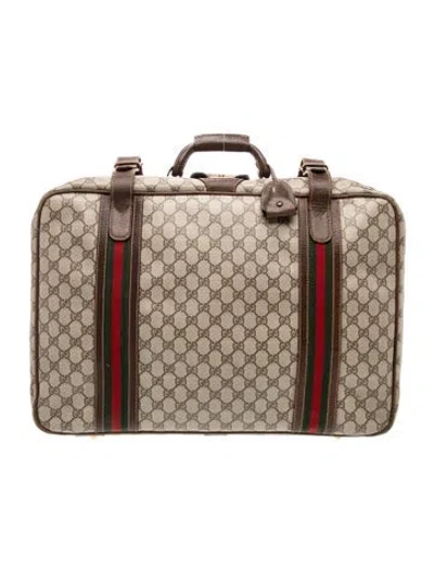 Pre-owned Gucci Vintage Gg Supreme Web Suitcase In Neutral