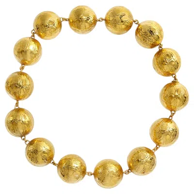 Pre-owned Gucci Vintage Gold Necklace With Crocodile Skin Texture, , C. 1985 In Multiple