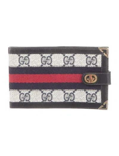 Pre-owned Gucci Vintage Graphic Print Bifold Wallet In Blue