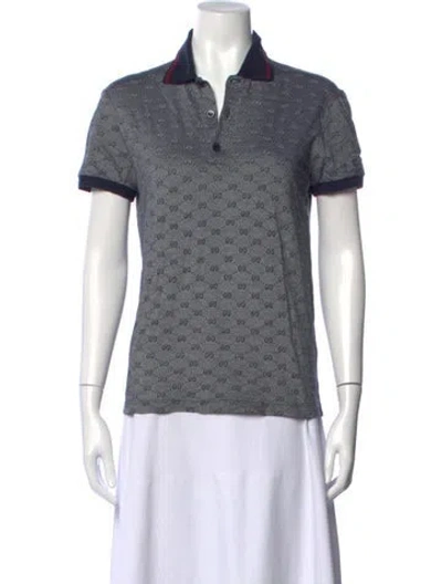 Pre-owned Gucci Vintage Graphic Print Polo In Grey