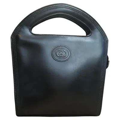 Pre-owned Gucci Vintage  Calfskin Leather Mini Book Tote Bag Black
