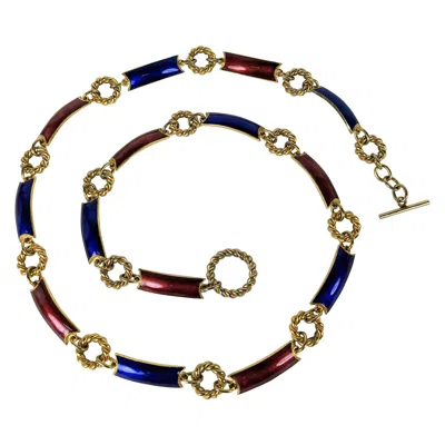 Pre-owned Gucci Vintage  Enamel Link Belt In Black