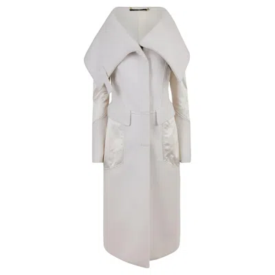 Pre-owned Gucci Vintage  F/w 2003 White Angora & Silk Maxi Coat