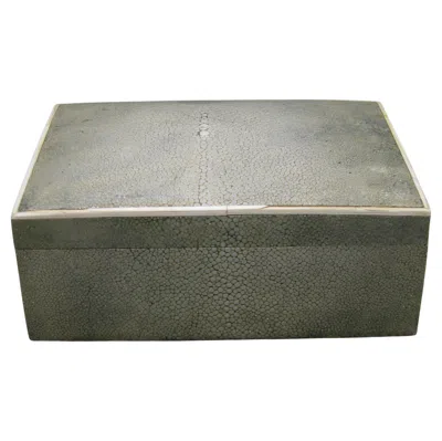 Pre-owned Gucci Vintage  Green Natural Shagreen Stash Trinket Box Made In Italy 7 1/8"