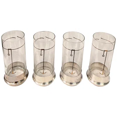 Pre-owned Gucci Vintage  Highball Glassware W/ Silver Plate Bases, Set Of Four '4' In Sand