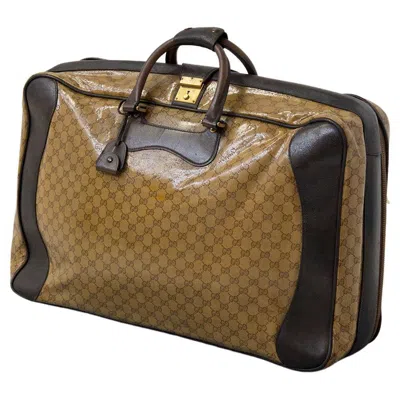 Pre-owned Gucci Vintage  Leather Travel Bag Or Suitcase In Brown