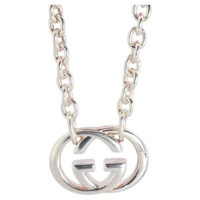 Pre-owned Gucci Vintage  Necklace. Double G  Logo Sterling Silver Pendant In Multi