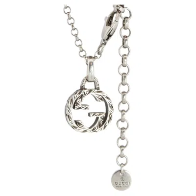 Pre-owned Gucci Vintage  Necklace. Double G  Logo Sterling Silver Pendant In Multi