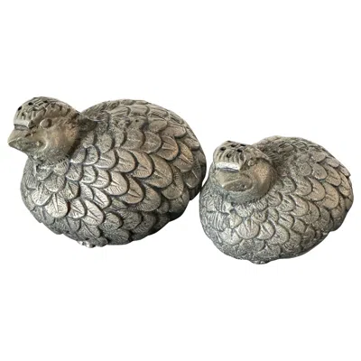 Pre-owned Gucci Vintage  Quail Salt And Pepper Shakers In Silver Tone, Italy 1970s