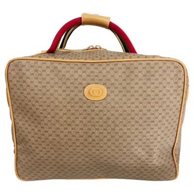 Pre-owned Gucci Vintage  Red & Green Webb Monogram Vinyl Canvas Carry On Suit Case