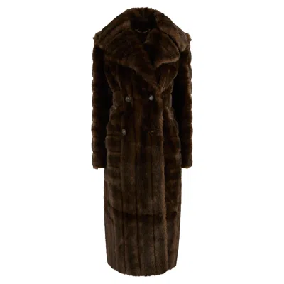 Pre-owned Gucci Vintage  Runway F/w 1995 Maxi Faux Fur Coat In Black