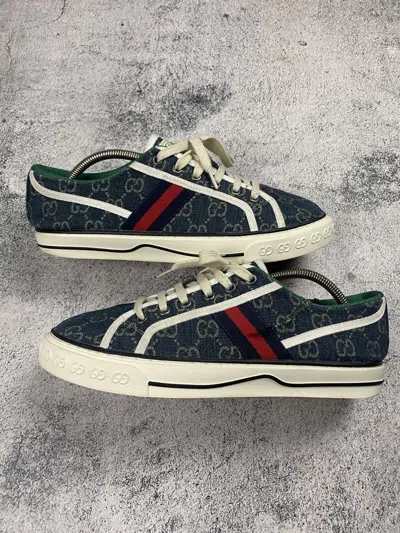 Pre-owned Gucci Vintage  Tennis Monogram Hype Low Top Sneakers In Blue