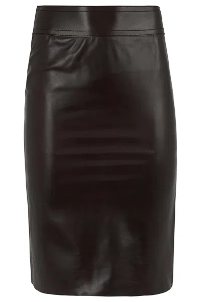 Pre-owned Gucci Vintage  Tom Ford 2002 Brown Leather Skirt