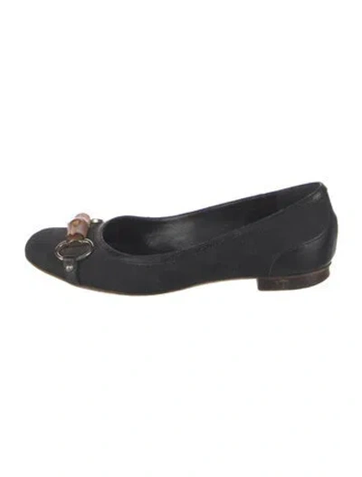 Pre-owned Gucci Vintage Horsebit Accent Ballet Flats In Black