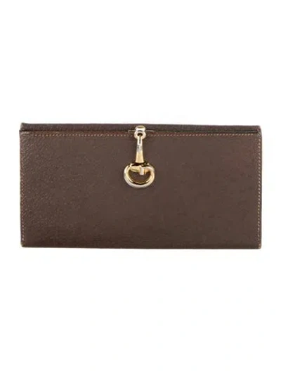Pre-owned Gucci Vintage Horsebit Accent Bifold Wallet In Brown