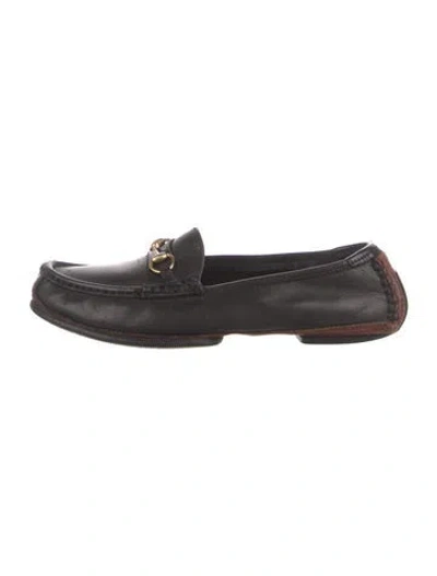 Pre-owned Gucci Vintage Horsebit Accent Loafers In Black