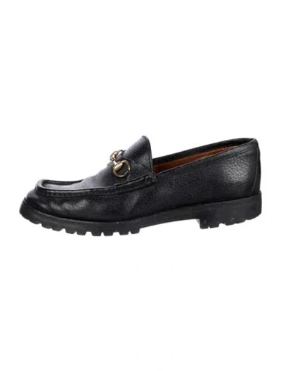 Pre-owned Gucci Vintage Horsebit Accent Loafers In Black