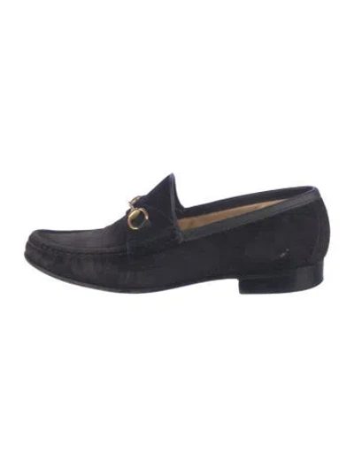 Pre-owned Gucci Vintage Horsebit Accent Loafers In Blue