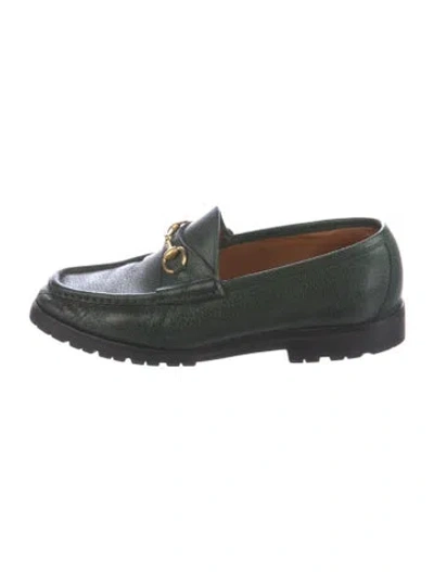 Pre-owned Gucci Vintage Horsebit Accent Loafers In Green