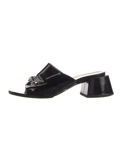 Pre-owned Gucci Vintage Horsebit Accent Slides In Black