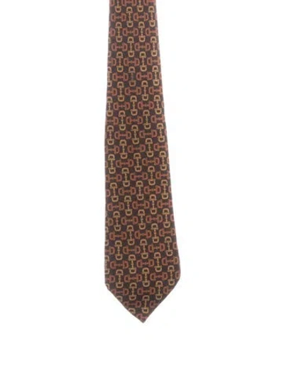 Pre-owned Gucci Vintage Horsebit Tie In Brown